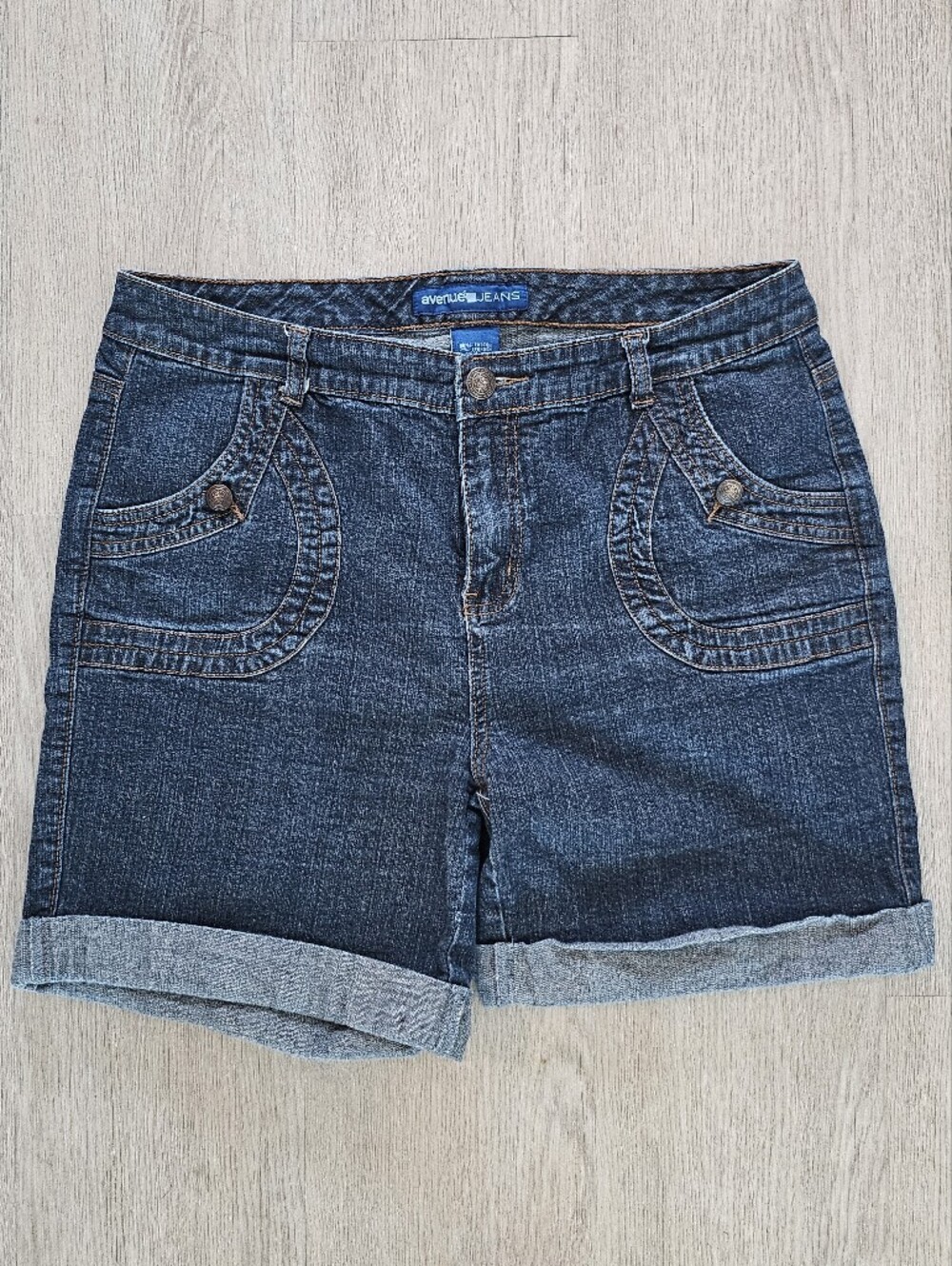 Avenue Dark Blue Denim Jean Shorts